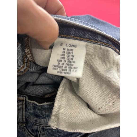 Vintage Y2K American Eagle Flare Jeans 6 Long Boho Crochet Hem - Picture 5 of 9